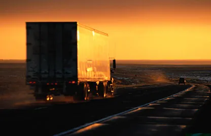 Truck travelling on a highway